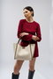 Lucky Bees 1264 Bolso Tote Crema Polipiel Elegante y Duradero para Mujer, Amplio Interior con Bolsillo y Correa Larga 30cm Caída