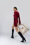 Lucky Bees 1264 Bolso Tote Crema Polipiel Elegante y Duradero para Mujer, Amplio Interior con Bolsillo y Correa Larga 30cm Caída