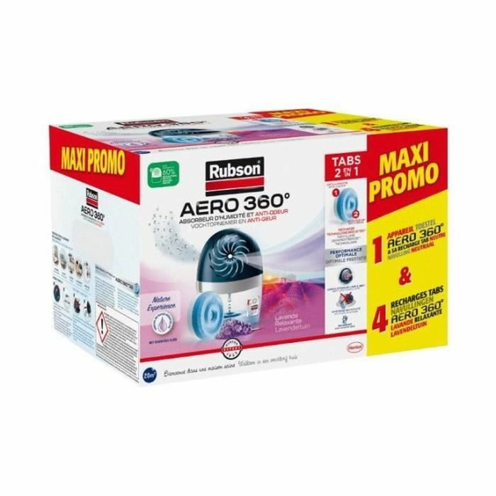 Rubson Pack Aero 360° con 4 Recambios Lavanda para 20 m² Rubson Pack Aero 360° con 4 Recambios Lavanda para 20 m²