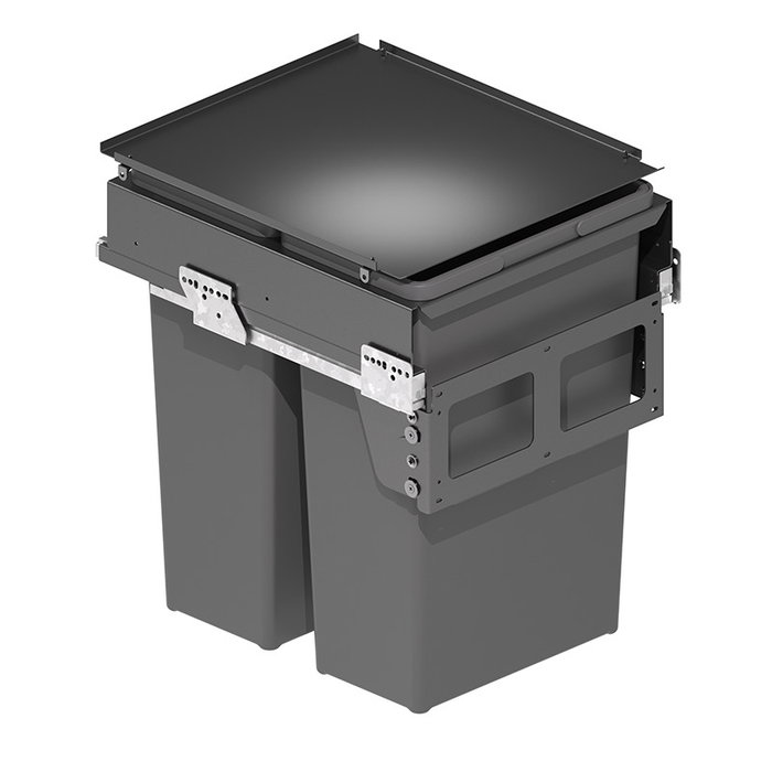 MENAGE CONFORT Cubo de Basura Extraíble Ecológico Meila M300, Módulo 500, 2x35L, Cierre Amortiguado, Tapa, Antideslizante