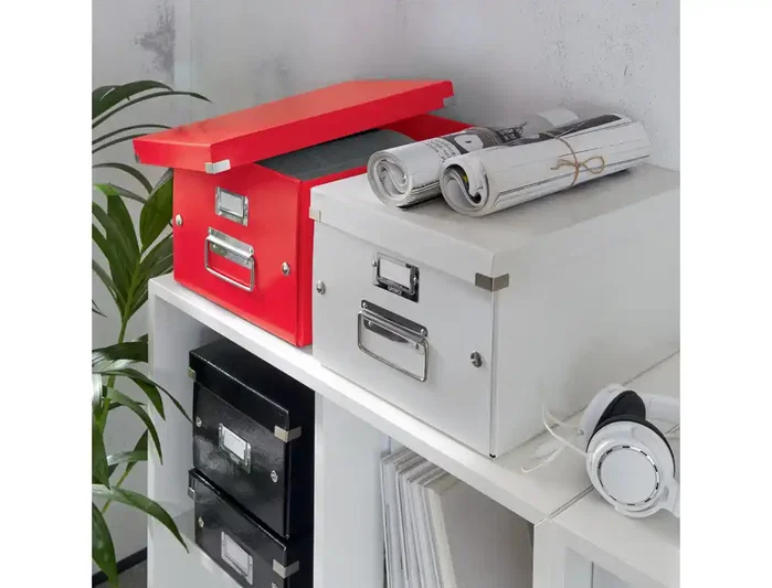 Leitz Click & Store Caja de almacenamiento universal mediana roja 281x200x369 mm para documentos A4