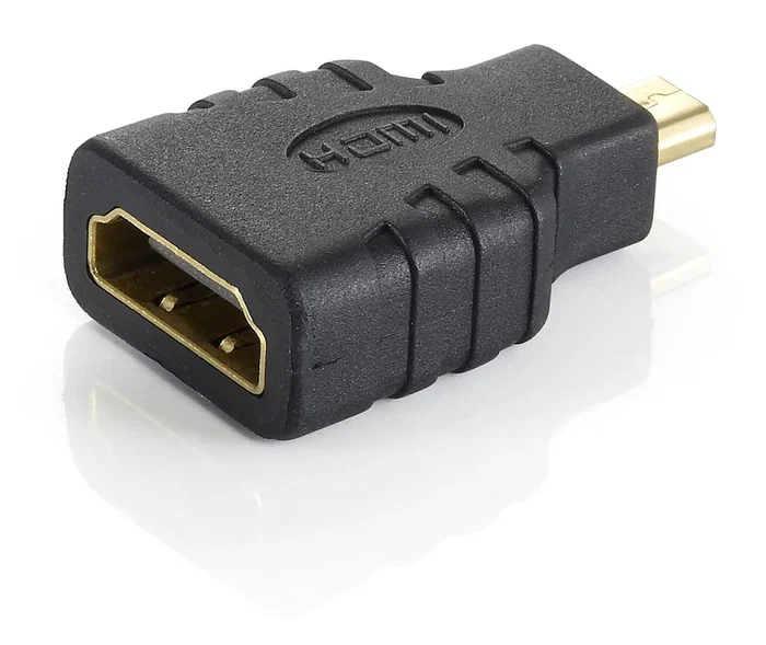 Equip Adaptador microHDMI Macho a HDMI Hembra, Cambiador de Género 118915, Chapado en Oro, Color Negro