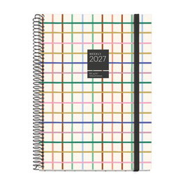 MIQUELRIUS Agenda Anual 2027 Gráfica con Espiral y Tapa Extra Goma Plus 155x213 D/P Grid