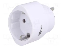 GOOBAY Adaptador de viaje con conector con toma de tierra, blanco