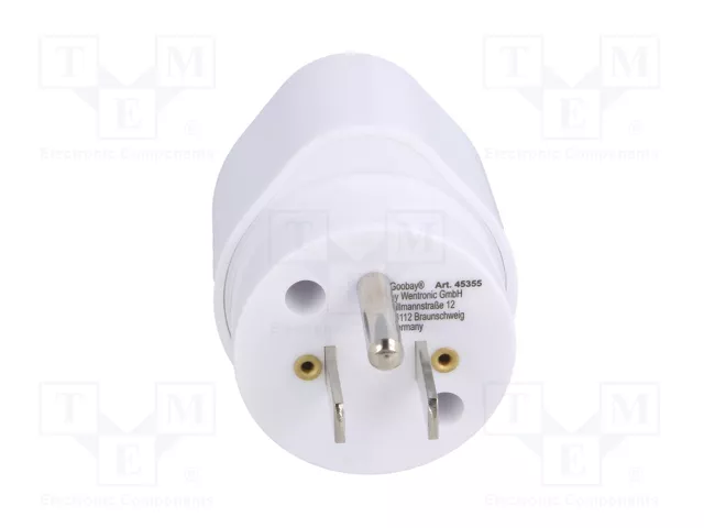 GOOBAY Adaptador de viaje con conector con toma de tierra, blanco GOOBAY Adaptador de viaje con conector con toma de tierra, blanco