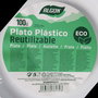 Algon Set de 100 Platos Redondos Ecológicos de Plástico, 25 cm, Plato de Un Solo Uso, Plato Desechable, Plato de Picnic (6 Unidades)