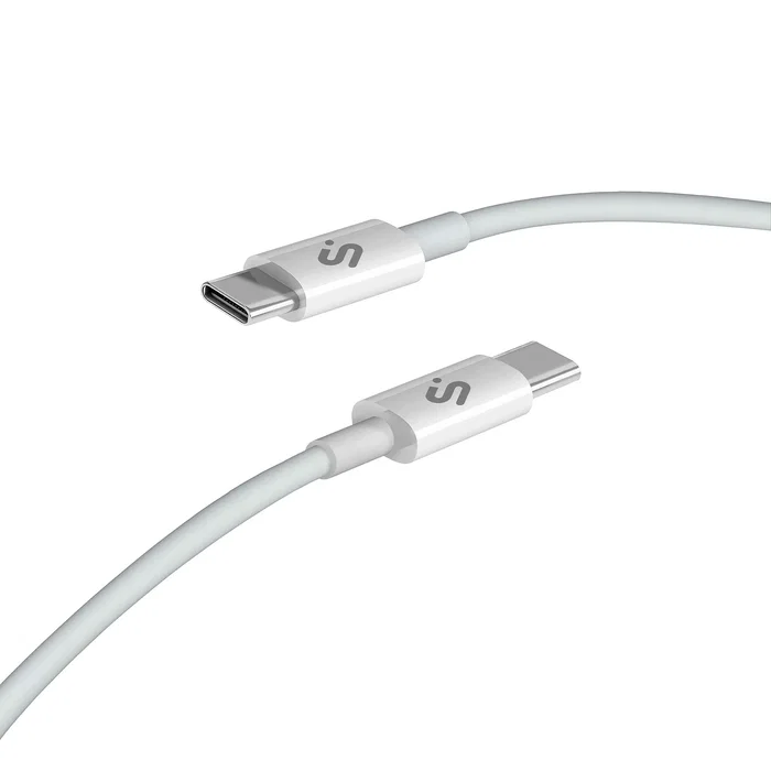 Subblim SUBBLIM PLUS Cable USB-C 100W 2 Metros Blanco PD 3.0 & QC 3.0 480 Mbps E-Marker Carga Rápida para iPhone 15 Samsung MacBook iPad Pro