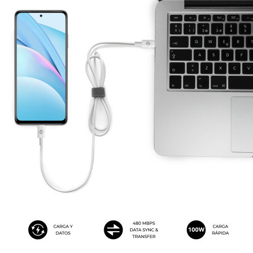 Subblim Cable Plus 100W USB-C a USB-C 2m Blanco