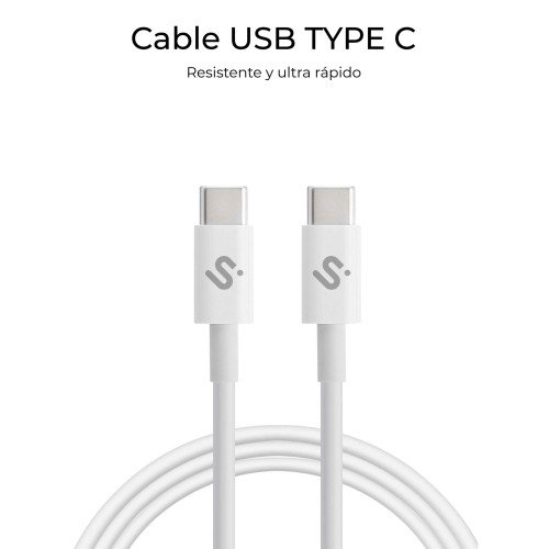 Subblim Cable Plus 100W USB-C a USB-C 2m Blanco
