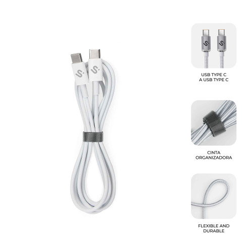 Subblim Cable Plus 100W USB-C a USB-C 2m Blanco