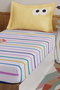 L'essentiel linge de maison Funny Cizgili - Yellow Juego de Sábanas Individuales, Amarillo, 65% Algodón/35% Poliéster, 120 Hilos, Funda 100x200 cm + Funda Almohada 50x70 cm
