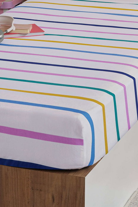 L'essentiel linge de maison Funny Cizgili - Yellow Juego de Sábanas Individuales, Amarillo, 65% Algodón/35% Poliéster, 120 Hilos, Funda 100x200 cm + Funda Almohada 50x70 cm