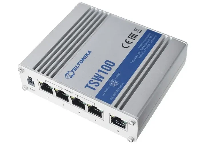 Teltonika TSW100 Switch Industrial 5 Puertos Gigabit con 4 Puertos PoE+ (120W) Teltonika TSW100 Switch Industrial 5 Puertos Gigabit con 4 Puertos PoE+ (120W)