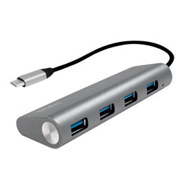 LogiLink Hub USB 3.2 Gen1 con 4 puertos, USB-C, aluminio, gris