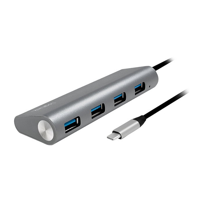 LogiLink Hub USB 3.2 Gen1 con 4 puertos, USB-C, aluminio, gris LogiLink Hub USB 3.2 Gen1 con 4 puertos, USB-C, aluminio, gris