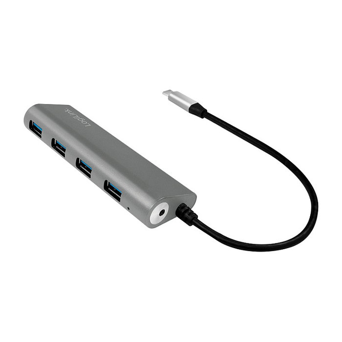 LogiLink Hub USB 3.2 Gen1 con 4 puertos, USB-C, aluminio, gris LogiLink Hub USB 3.2 Gen1 con 4 puertos, USB-C, aluminio, gris