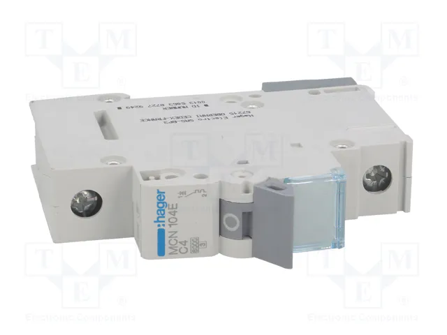 HAGER MCN104E Interruptor magnetotérmico 4A 1 Polo 6kA HAGER MCN104E Interruptor magnetotérmico 4A 1 Polo 6kA
