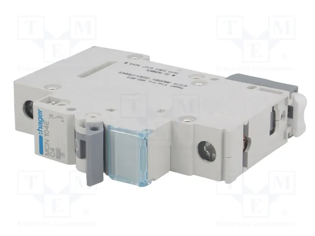 HAGER MCN104E Interruptor magnetotérmico 4A 1 Polo 6kA HAGER MCN104E Interruptor magnetotérmico 4A 1 Polo 6kA