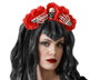 Atosa Diadema para Disfraz de Catrina con Flores Rojas y Calavera