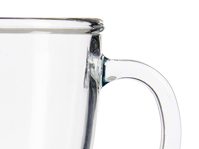 Vivalto Taza de Vidrio para Desayuno con Asa, Transparente, 370 ml, 12x10.5x9 cm (Set de 24)