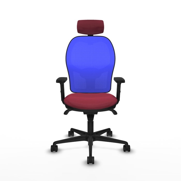 PIQUERAS Y CRESPO Silla de oficina Jorquera con mecanismo Sincro, Tela Granate y Malla Azul