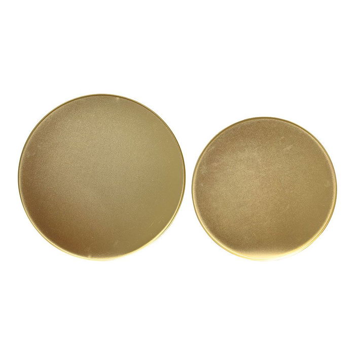 KSD Conjunto 2 Platos Hierro Dorado Ø35 x 1,5 cm y Ø30 x 1,5 cm