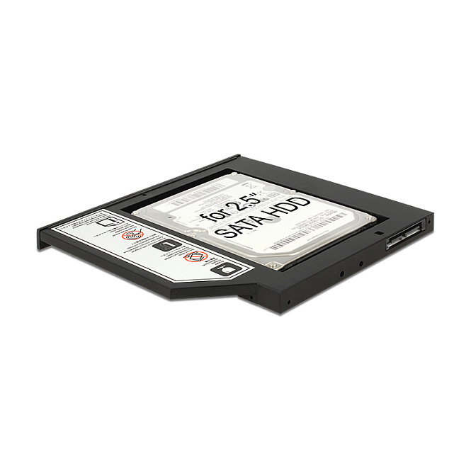 DeLOCK 62669 Caddy Slim Adaptador de Montaje 5.25" para 1 HDD SATA 2.5" de 9.5 mm, Color Negro