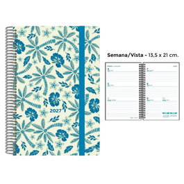 Senfort Agenda Anual 2027 Decorada Palmeras Azul