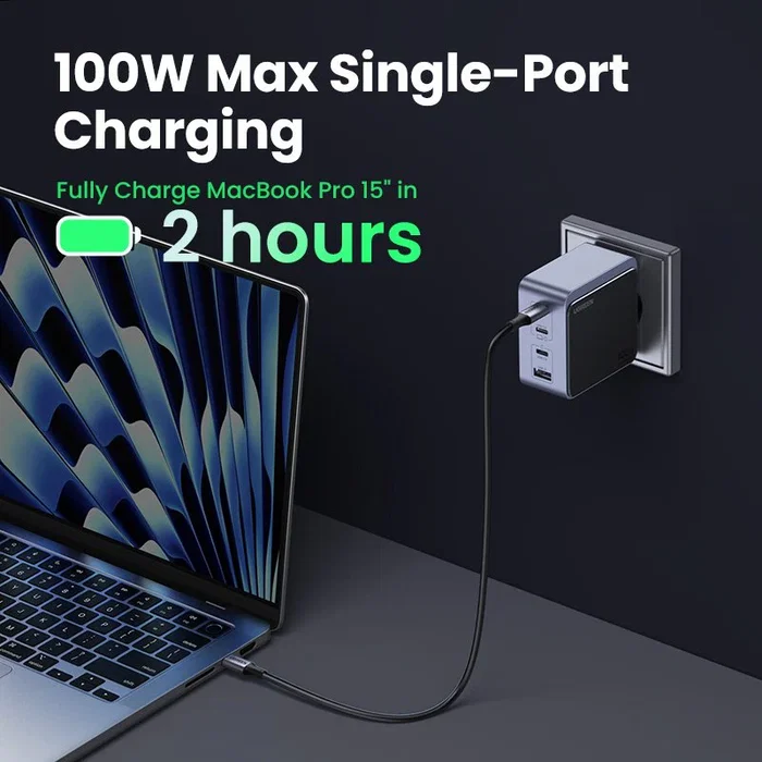 Ugreen Nexode S 100W 4-Port GaN Fast Charger Gris Ugreen Nexode S 100W 4-Port GaN Fast Charger Gris