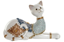 DKD Home Decor Figura de Gato en Resina Blanco