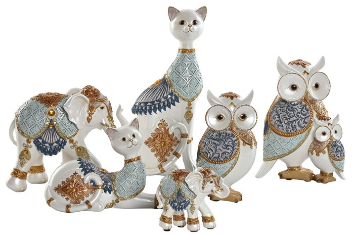 DKD Home Decor Figura de Gato en Resina Blanco DKD Home Decor Figura de Gato en Resina Blanco