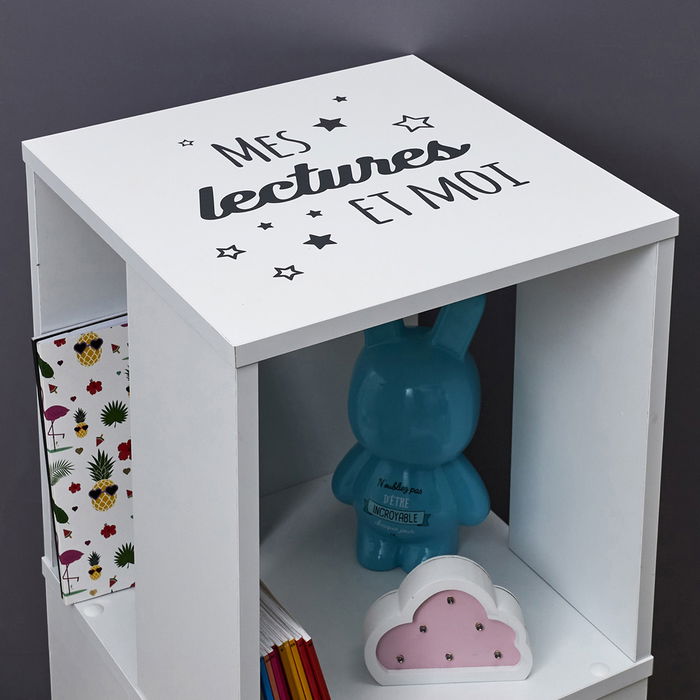 Home Deco Kids Librería Infantil Giratoria 360°, 2 Alturas, Ideal para Niños, Mueble Decorativo 34x34x74.5 cm