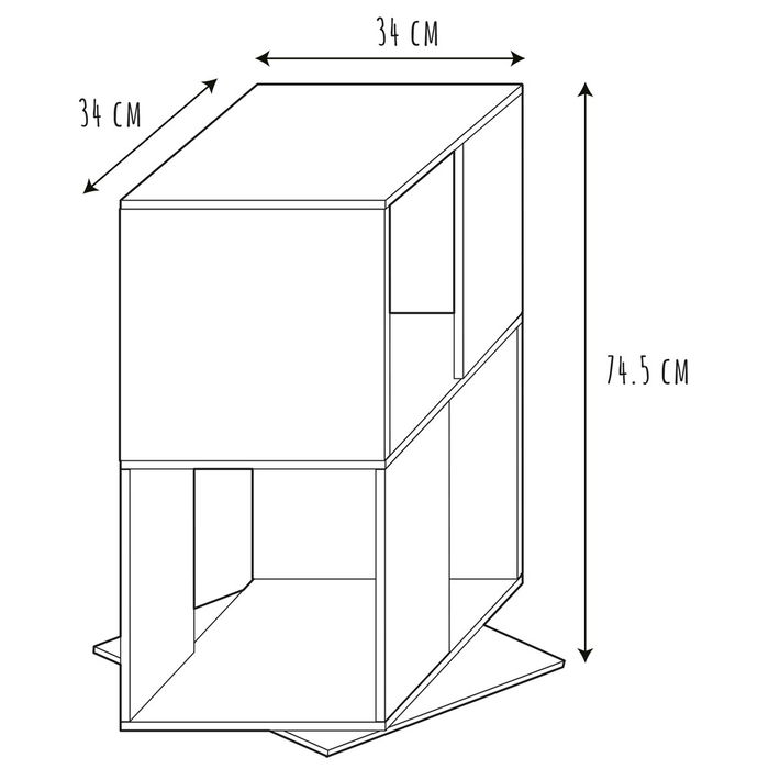 Home Deco Kids Librería Infantil Giratoria 360°, 2 Alturas, Ideal para Niños, Mueble Decorativo 34x34x74.5 cm