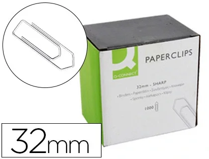 Q-connect Clips niquelados 32 mm caja de 1000 unidades Q-connect Clips niquelados 32 mm caja de 1000 unidades