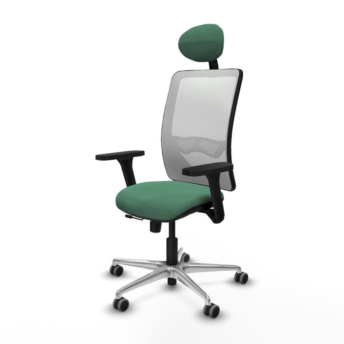 PIQUERAS Y CRESPO Silla de oficina Zulema con mecanismo Sincro/Traslack, Verde esmeralda y Blanco
