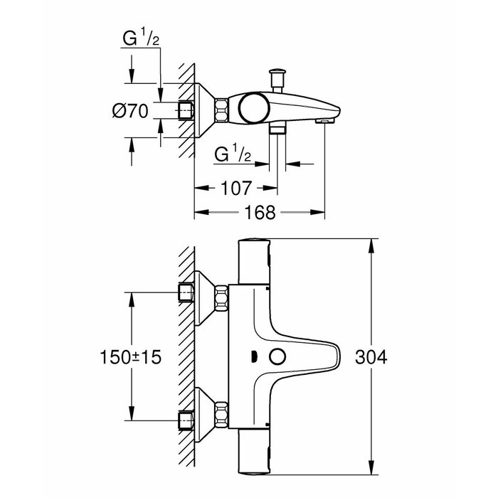Grohe Mezclador termostático Precision Start Negro mate Grohe Mezclador termostático Precision Start Negro mate