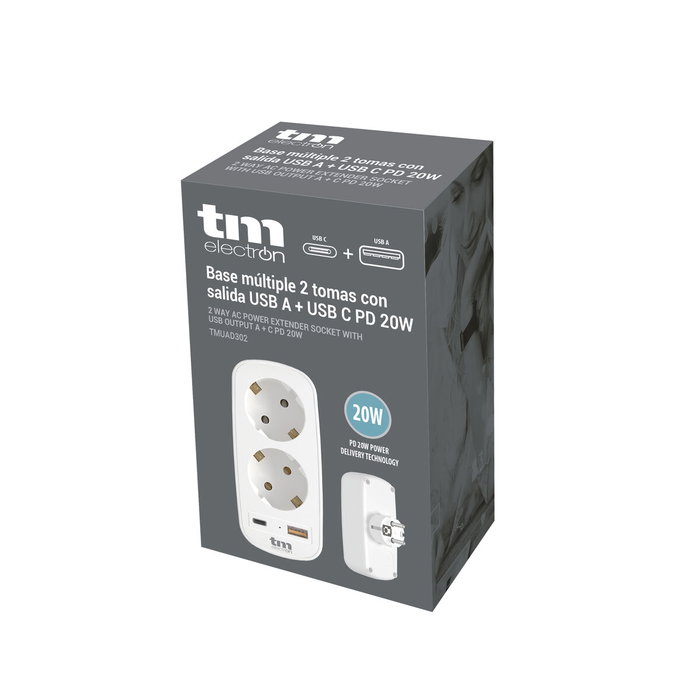 Enchufe Pared con 2 Puertos USB TM Electron 3.1