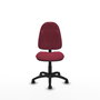 Silla de oficina Algarra con mecanismo Contacto permanente básico tapizada con Tela color Granate. Equipada con Base poliamida negra, Sin brazos y Ruedas autofrenantes