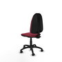 Silla de oficina Algarra con mecanismo Contacto permanente básico tapizada con Tela color Granate. Equipada con Base poliamida negra, Sin brazos y Ruedas autofrenantes
