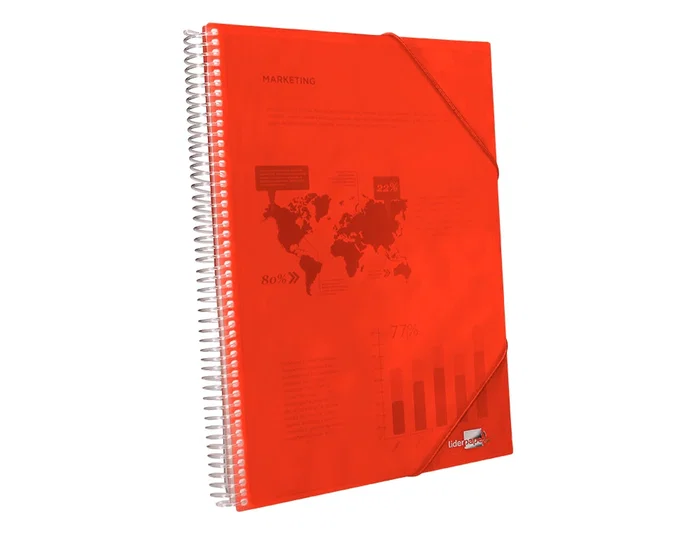 Liderpapel Carpeta Escaparate con Espiral 20 Fundas Polipropileno DIN A5 Roja