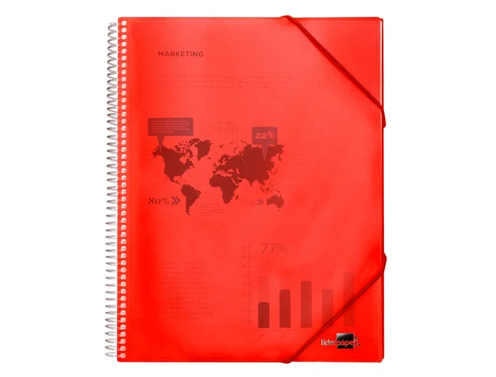 Liderpapel Carpeta Escaparate con Espiral 20 Fundas Polipropileno DIN A5 Roja