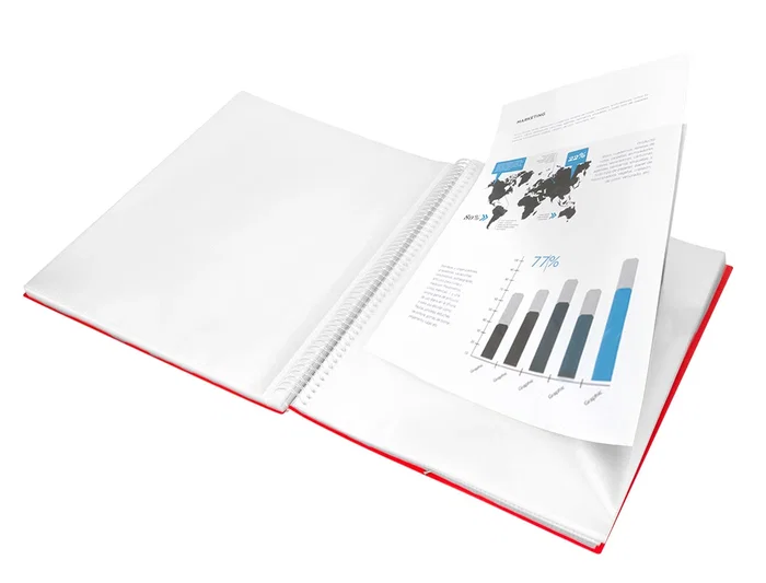 Liderpapel Carpeta Escaparate con Espiral 20 Fundas Polipropileno DIN A5 Roja