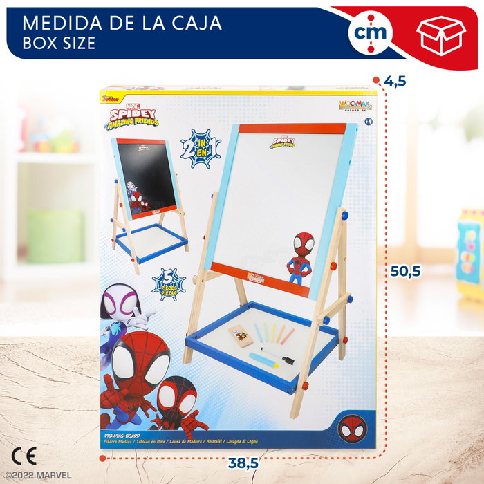 WOOMAX Pizarra caballete infantil 2 en 1 Spidey y su superequipo de madera