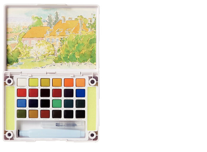 Sakura Koi Water Colors Pocket Field Sketch Box con 24 medias pastillas