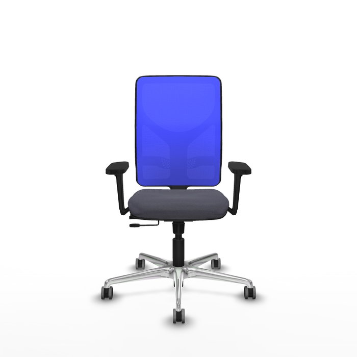 PIQUERAS Y CRESPO Silla de oficina Motilla con mecanismo Sincro/Traslack, Gris oscuro y Azul