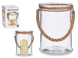Giftdecor Portavela Cristal Cuerda Grande 14.5x21x14.5 cm (Set de 6)