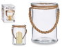 GIFTDECOR Portavelas de Cristal con Cuerda de Hierba del Mar Grande