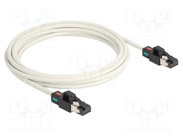 DeLOCK Cable de red Cat.6a S/FTP con clips de color giratorios, 3 m, Blanco