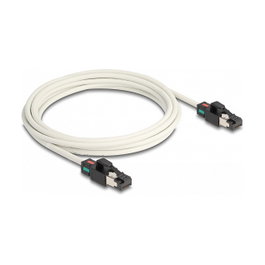 DeLOCK Cable de red RJ45 Cat.6A S/FTP con clips de color giratorios 3 m Blanco