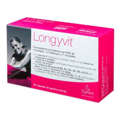 GYNEA LONGYVIT Longivit 30 Cápsulas - Complemento para Mujer +40 con Vitamina K2, D, DHA, Selenio